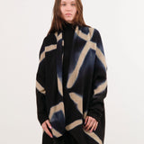 Suzusan Apparel Womens Outerwear Cashmere Seamless Upside Down Cape in Black/Sand Black/Sand / One Size