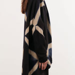 Suzusan Apparel Womens Outerwear Cashmere Seamless Upside Down Cape in Black/Sand Black/Sand / One Size