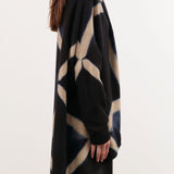 Suzusan Apparel Womens Outerwear Cashmere Seamless Upside Down Cape in Black/Sand Black/Sand / One Size