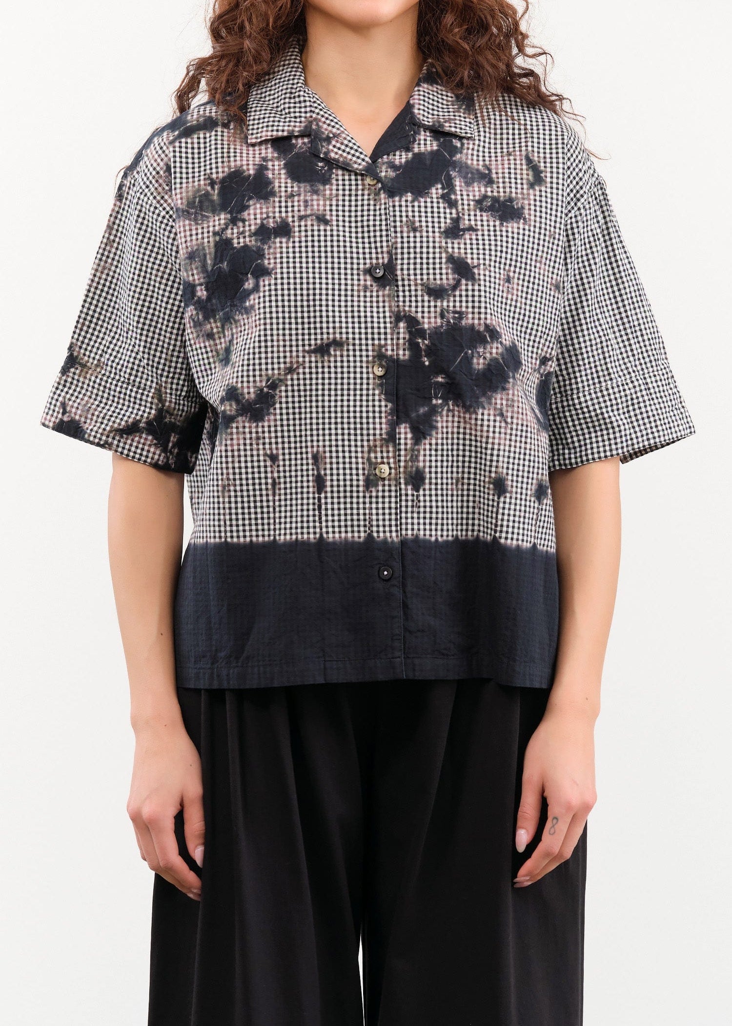 Suzusan Apparel Womens Blouses Cotton Gingham Check Half Sleeve Blouse