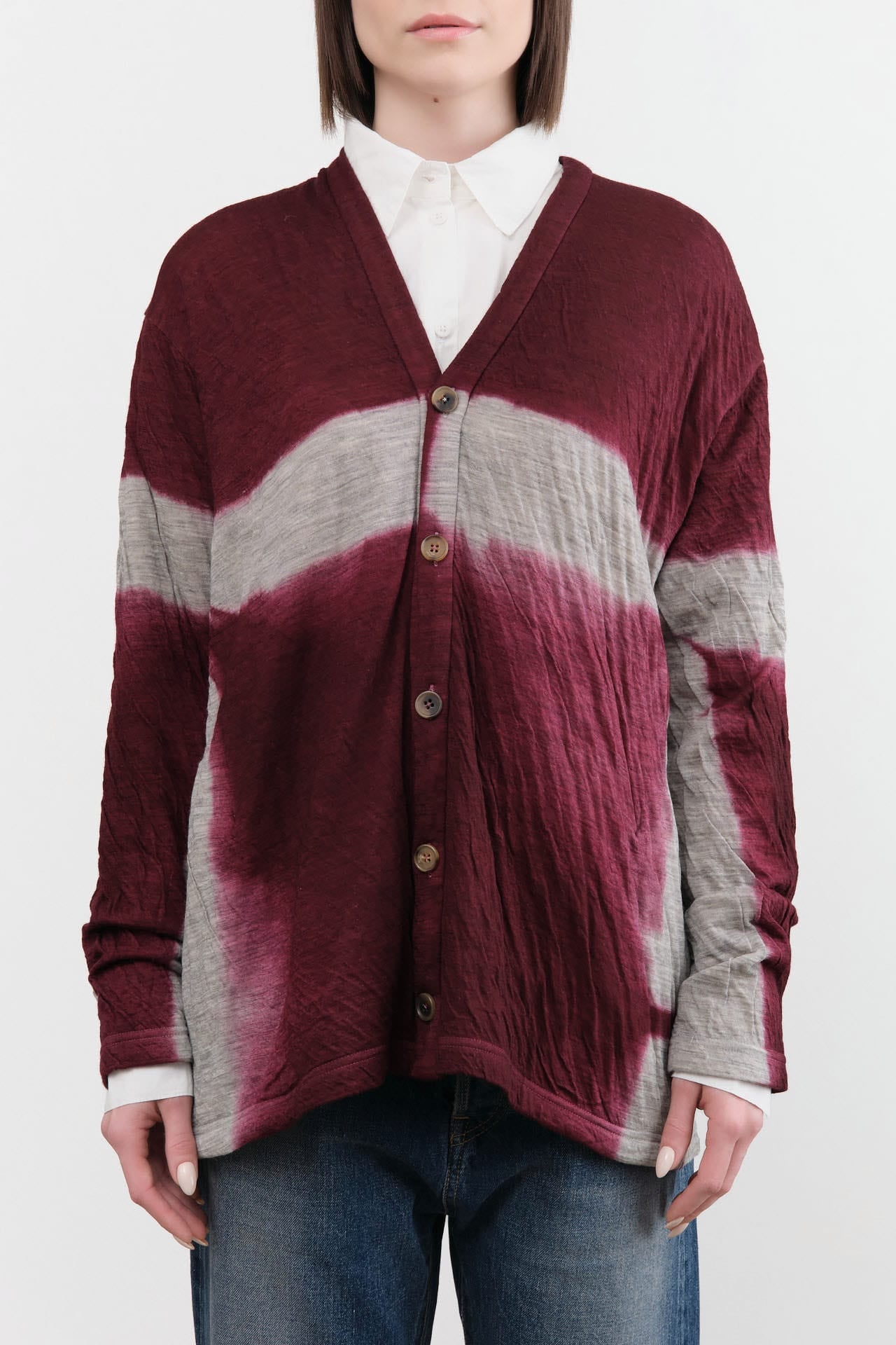 Suzusan Apparel Womens Sweaters Dual Layer Wool Cotton Cardigan Dark Purple / Medium