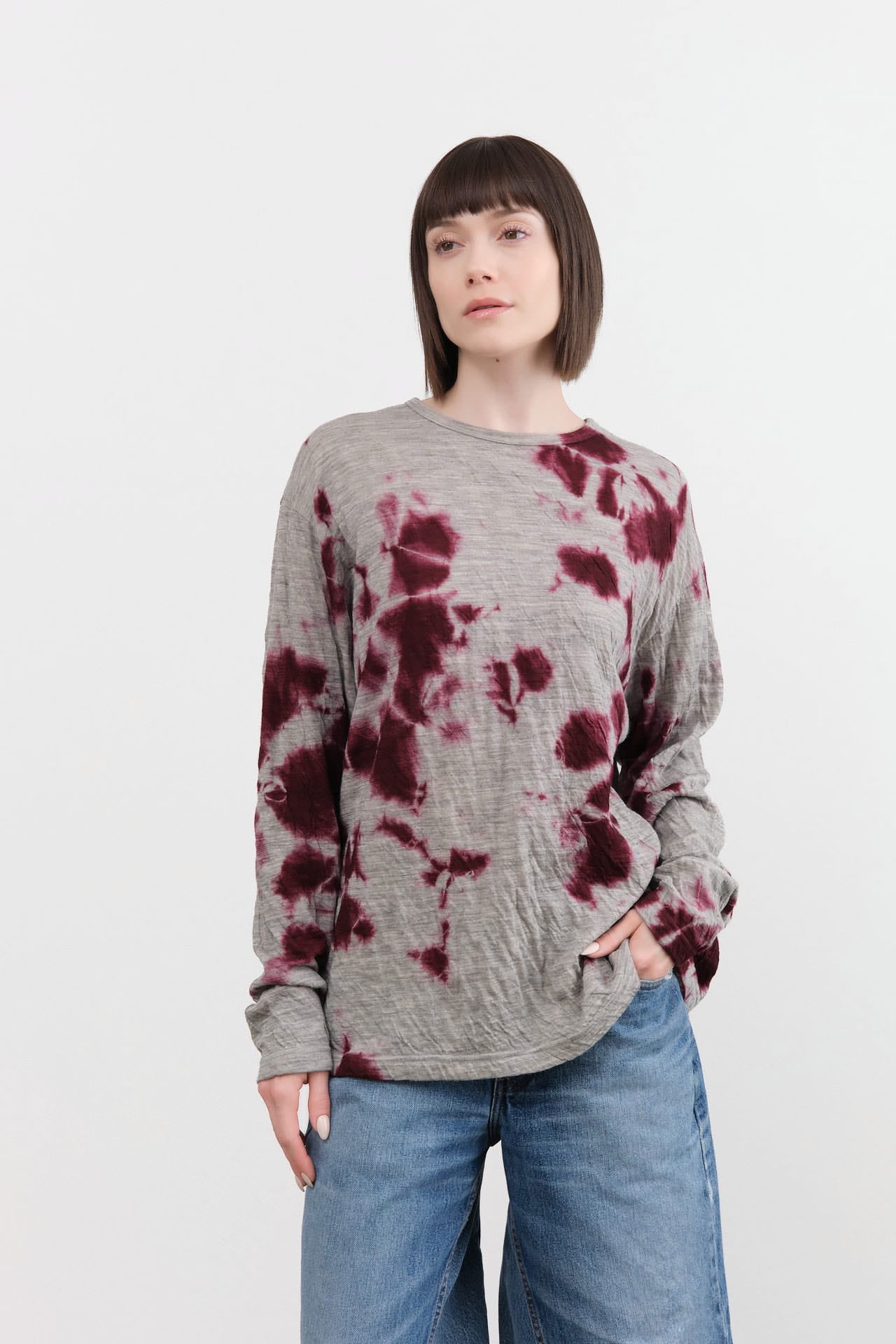 Suzusan Apparel Womens Blouses Dual Layer Wool Cotton Long Sleeve Shirt Dark Purple / Medium