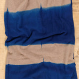 Suzusan Home Throws Itajime Shibori Cashmere Knit Throw in Dark Blue Dark Blue/Light Coffee / 79" L X 55" W
