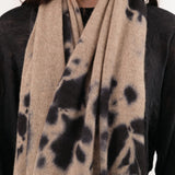 Suzusan Accessories Scarves Madara Shibori Cashmere Knit Shawl in Black Black/Light Coffee / One Size
