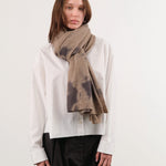 Suzusan Accessories Scarves Madara Shibori Cashmere Knit Shawl in Silver Grey Silver Grey/Light Coffee / One Size