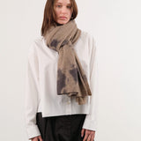 Suzusan Accessories Scarves Madara Shibori Cashmere Knit Shawl in Silver Grey Silver Grey/Light Coffee / One Size