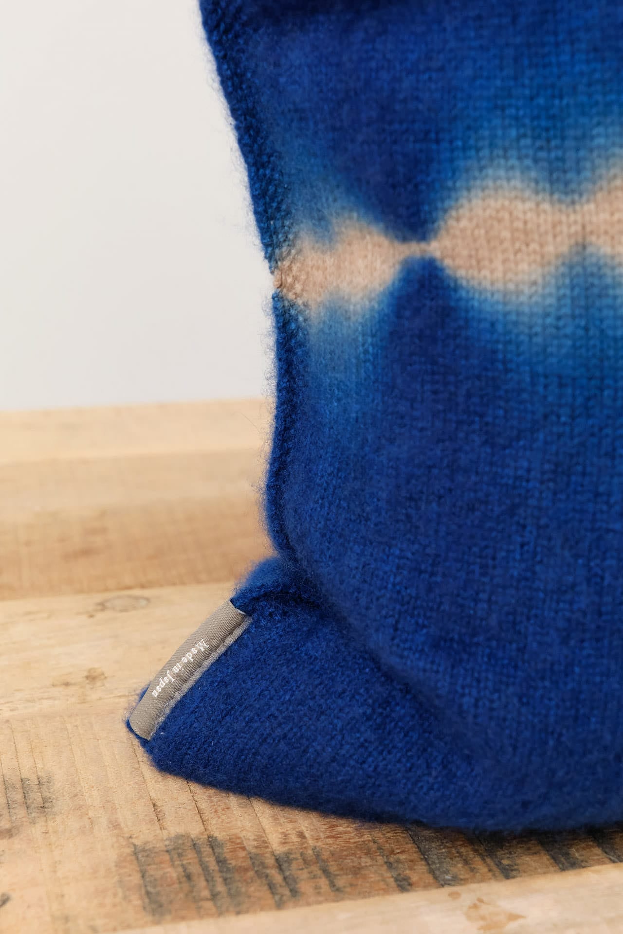 Suzusan Home Pillows Nuisuji Shibori Cashmere Knit Cushion in Dark Blue Dark Blue/Light Coffee / 16" X 24"