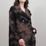 Suzusan Tweed Half Peacoat in Muddy Brown Print