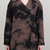 Tweed Half Peacoat by Suzusan in Muddy Brown Print