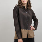 Wool Cotton Dobby Stripe Blouse from Suzusan