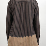 Back of Wool Cotton Dobby Stripe Blouse