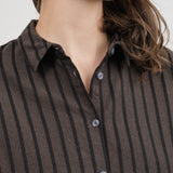 Collar on Wool Cotton Dobby Stripe Blouse