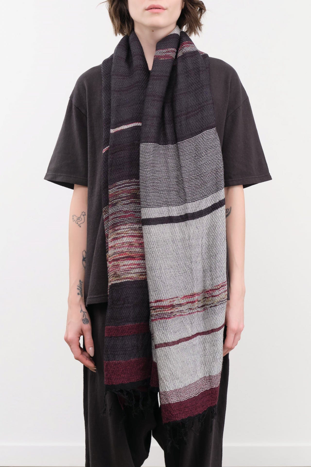 Tamaki Niime Accessories Scarves Small Roots Shawl in Blackberry Blackberry / One Size