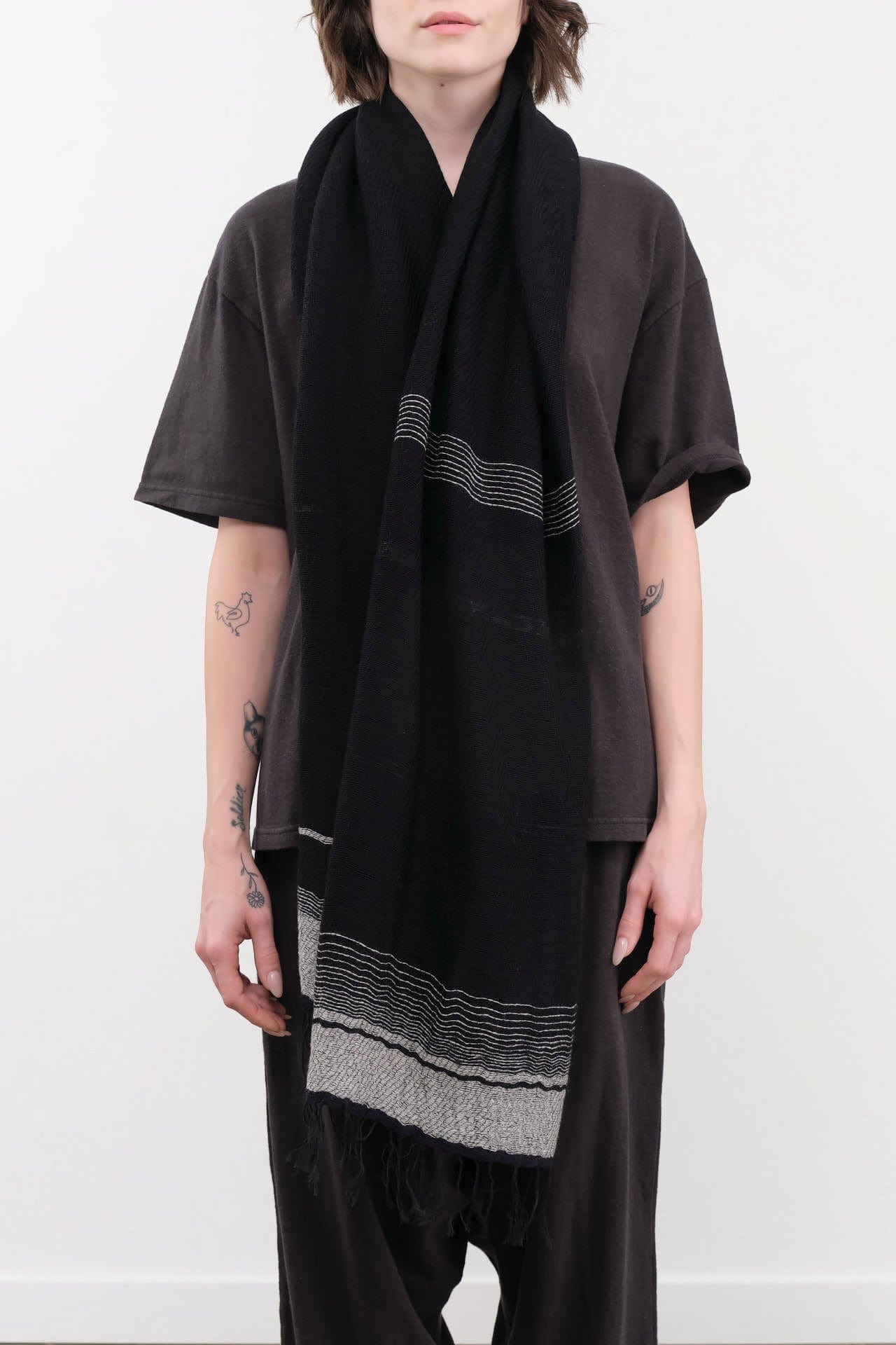 Tamaki Niime Accessories Scarves Small Roots Shawl in Eclipse Eclipse / One Size