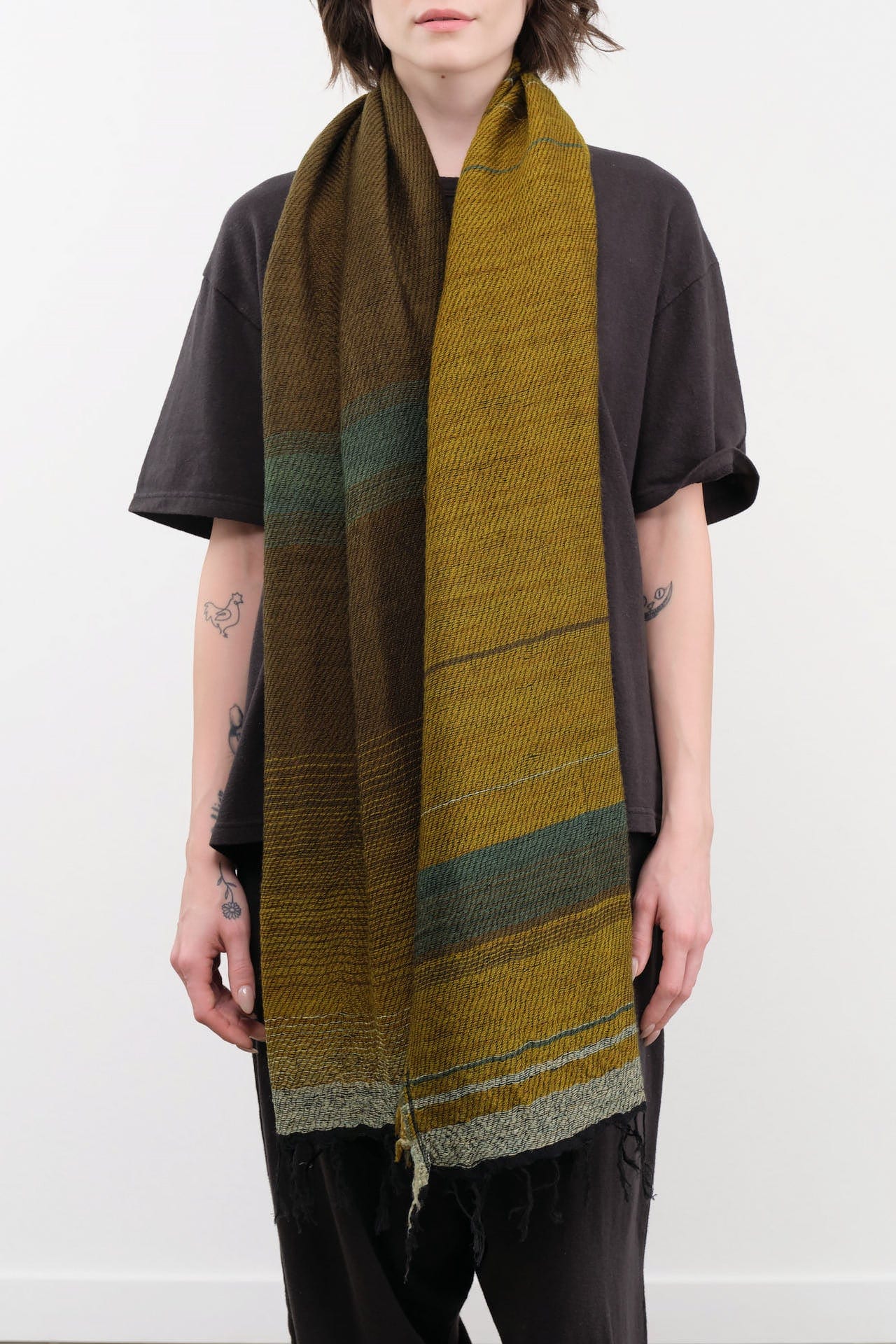 Tamaki Niime Accessories Scarves Small Roots Shawl in Moss Moss / One Size