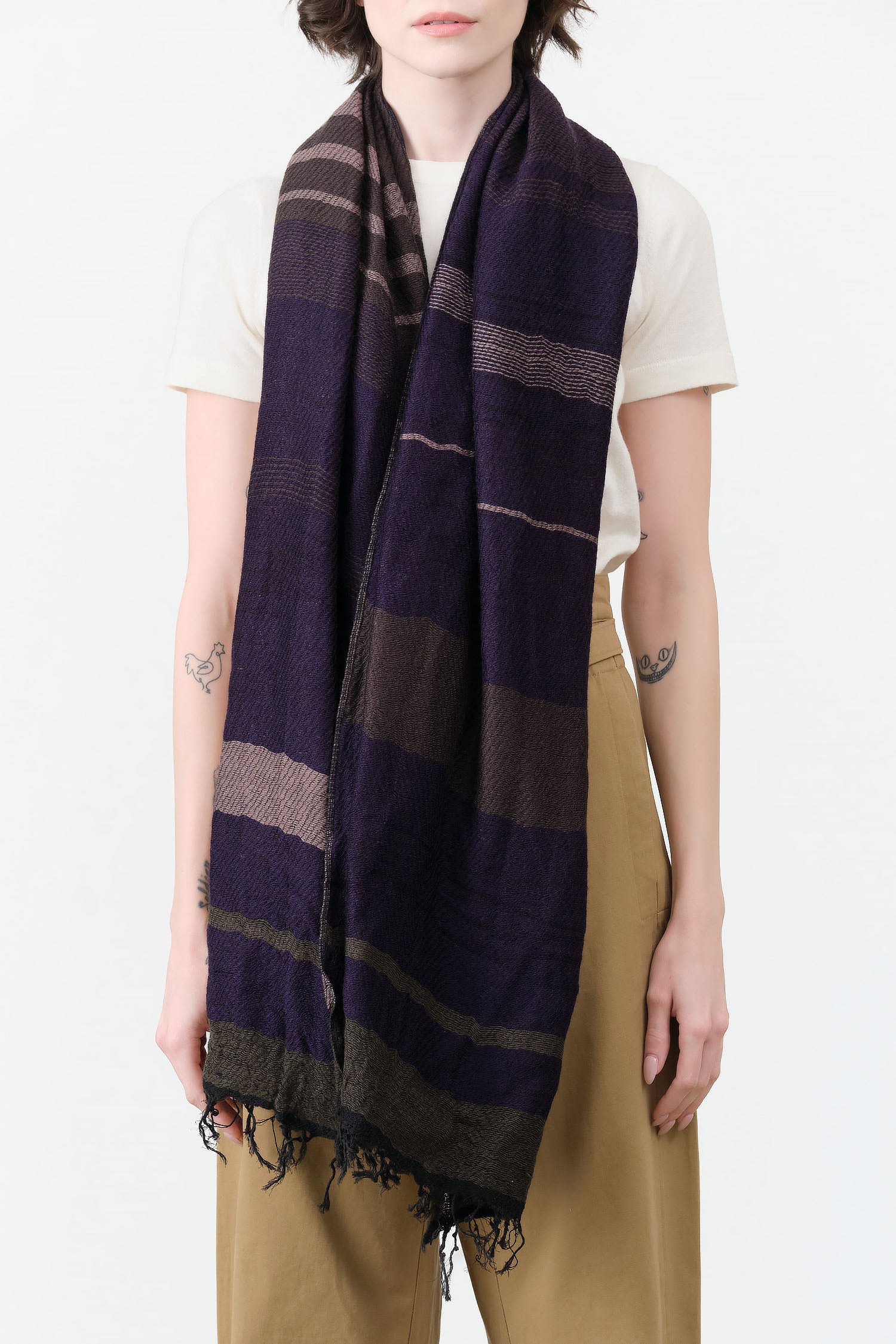 Tamaki Niime Small Roots Shawl in Plum