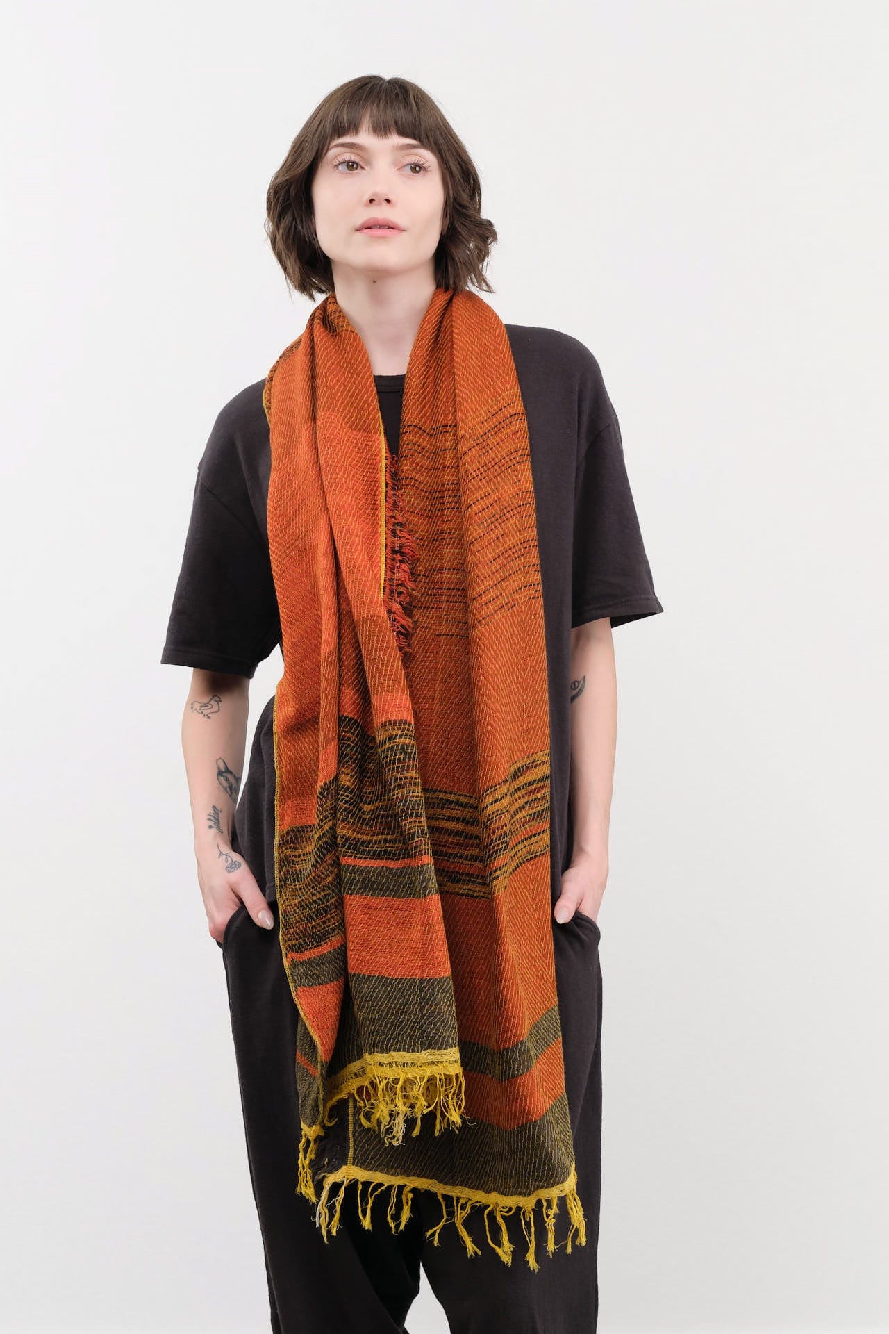 Tamaki Niime Accessories Scarves Small Roots Shawl in Umber Umber / One Size