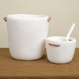 Tina Frey Designs Champagne Bucket in White Resin and Leather Handles