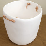 White Resin Champagne Bucket by Tina Frey Designs with Leather Handles