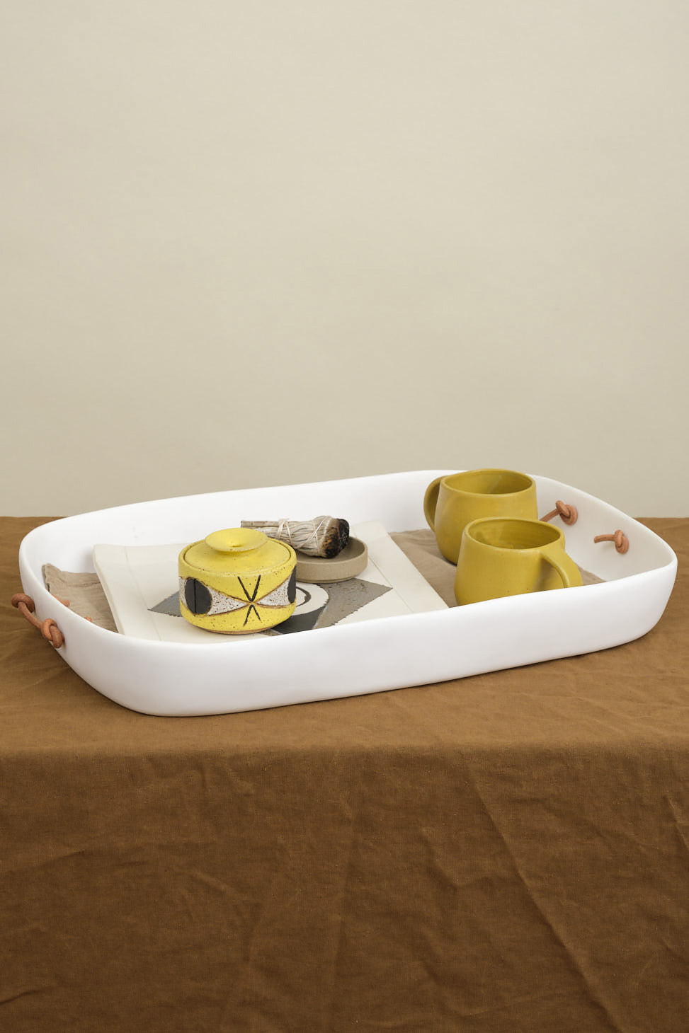 Extra Large Tray with Leather Handles