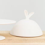 Tina Frey Designs Lapin Large Domed Cake Stand with Bunny Ears in White Resin