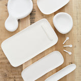 Tina Frey Designs Sculpt Large Serving Board with Cheese Spreader in White Resin