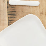 White Resin Sculpt Large Serving Board with Cheese Spreader by Tina Frey Designs