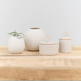 Tomoro Pottery Geo Jar in White Ceramic 