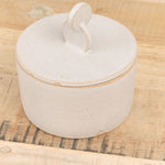 White Ceramic Geo Jar by Tomoro Pottery