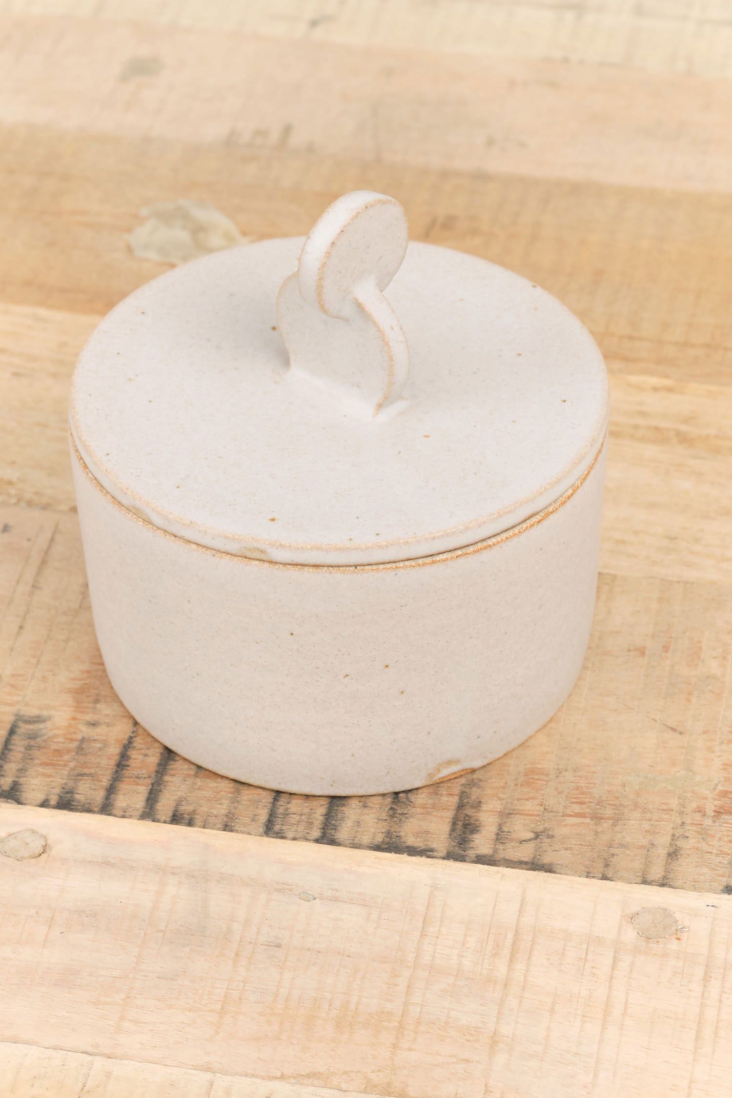 White Ceramic Geo Jar by Tomoro Pottery