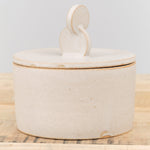 Tomoro Pottery Handmade Lidded Geo Circle Jar in White Ceramic