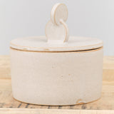 Tomoro Pottery Handmade Lidded Geo Circle Jar in White Ceramic