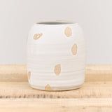 Large Petal Vase by Tomoro Pottery On Brown Stoneware Ceramic and White Glaze