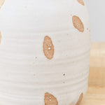 Tomoro Pottery Hand Thrown Large Petal Design Vase On Brown Stoneware Ceramic and White Glaze