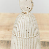 White Hand Crafted Ceramic Medium Dinner Bell with Face by Tomoro Pottery