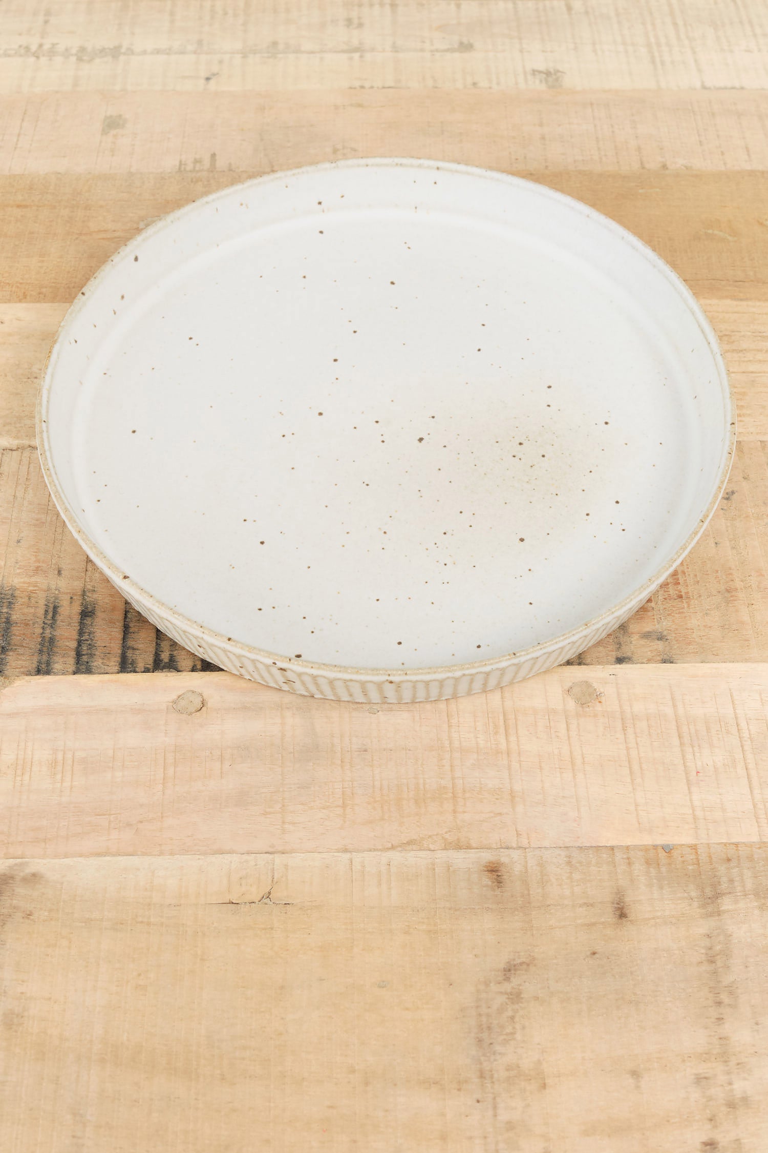 White Ceramic Rain Serving Plate by Tomoro Pottery