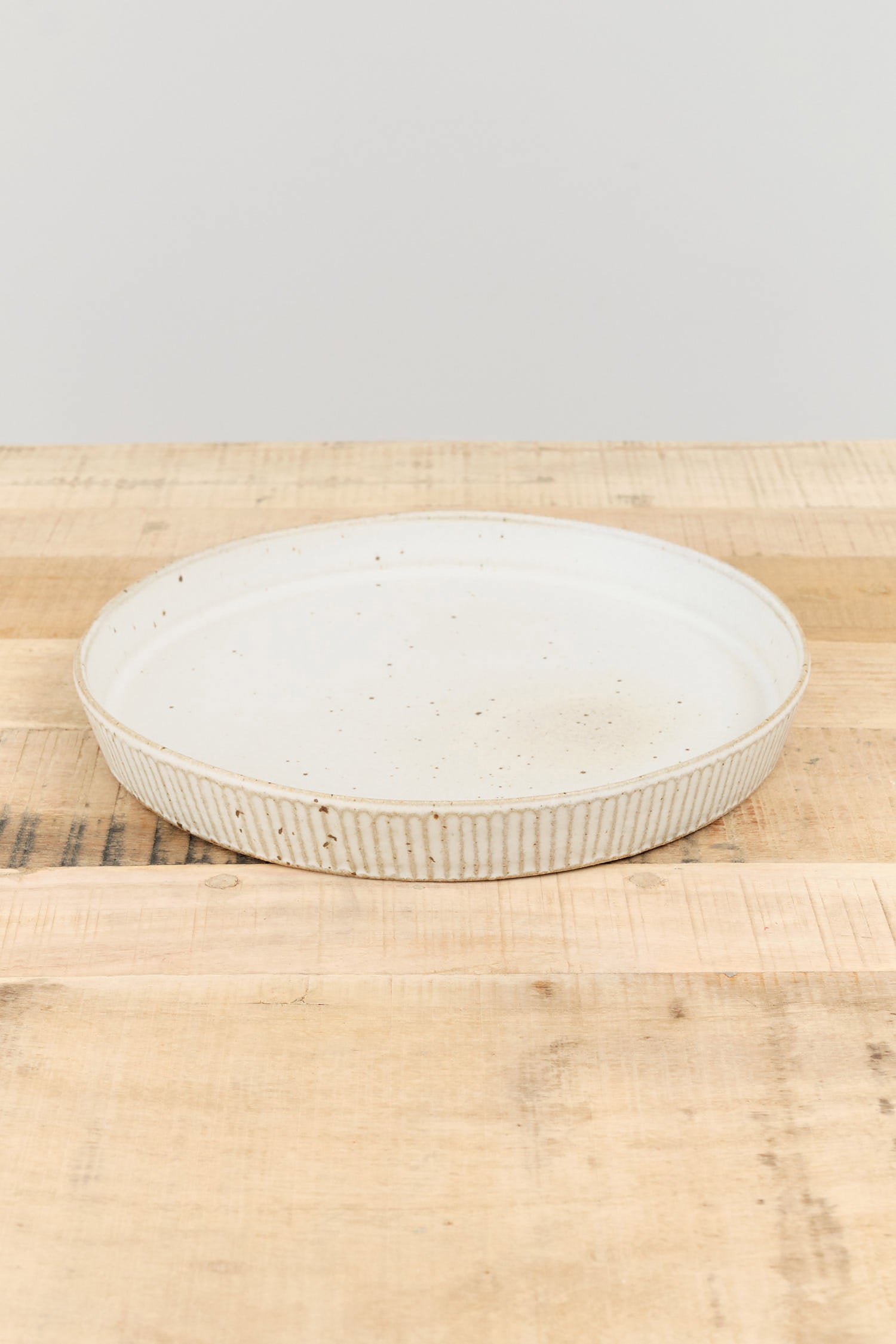 Rain Serving Plate by Tomoro Pottery in White Ceramic