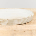 Tomoro Pottery Rain Serving Pie Plate Design in Speckled White Ceramic