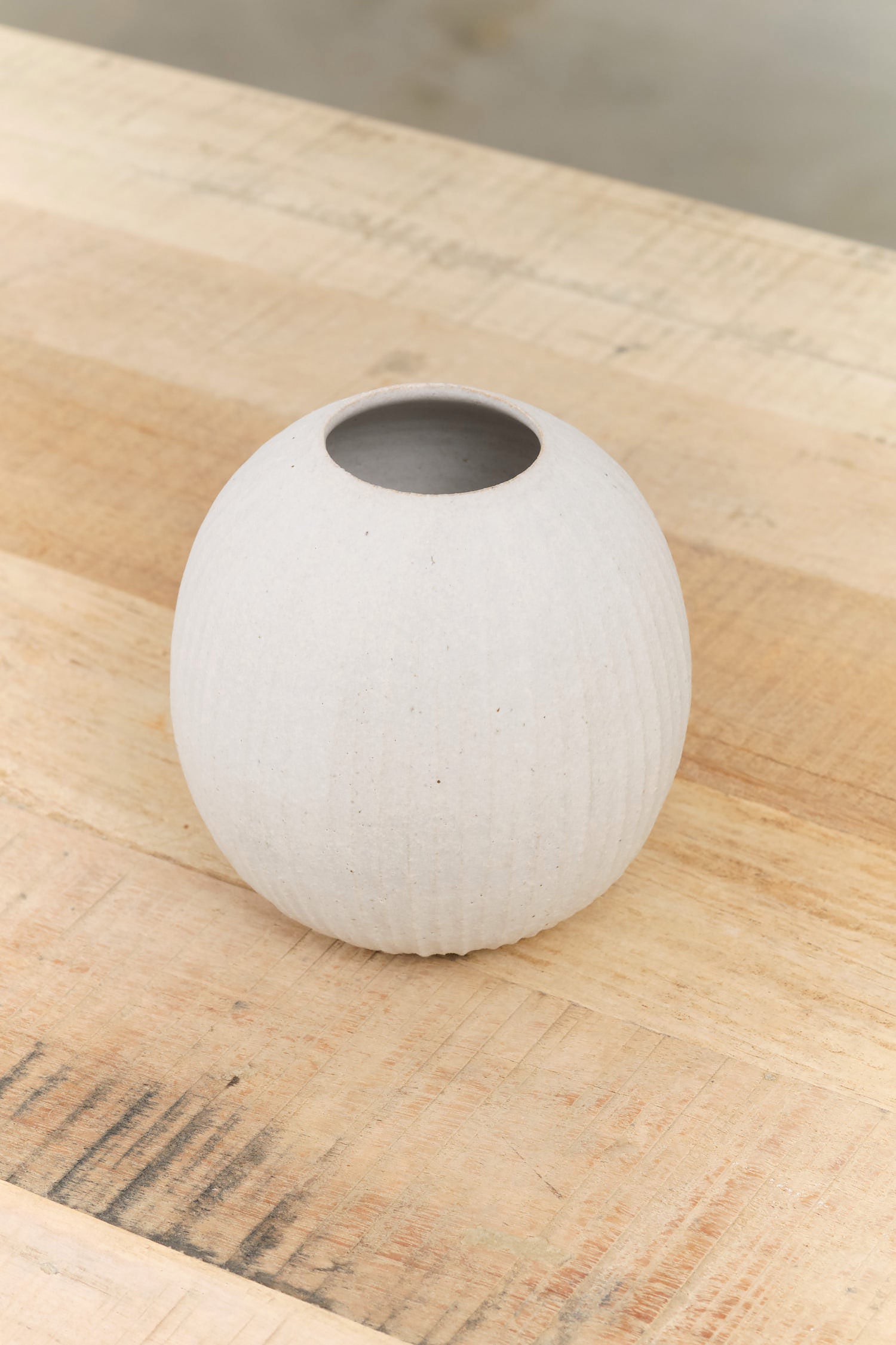 Small Ball Vase by Tomoro Pottery in White Ceramic