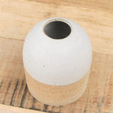 White Glaze and Ceramic Terra Wide Bud Vase by Tomoro Pottery 