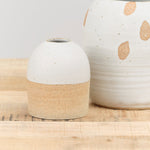 Tomoro Pottery Terra Wide Bud Vase in White Glaze and Ceramic