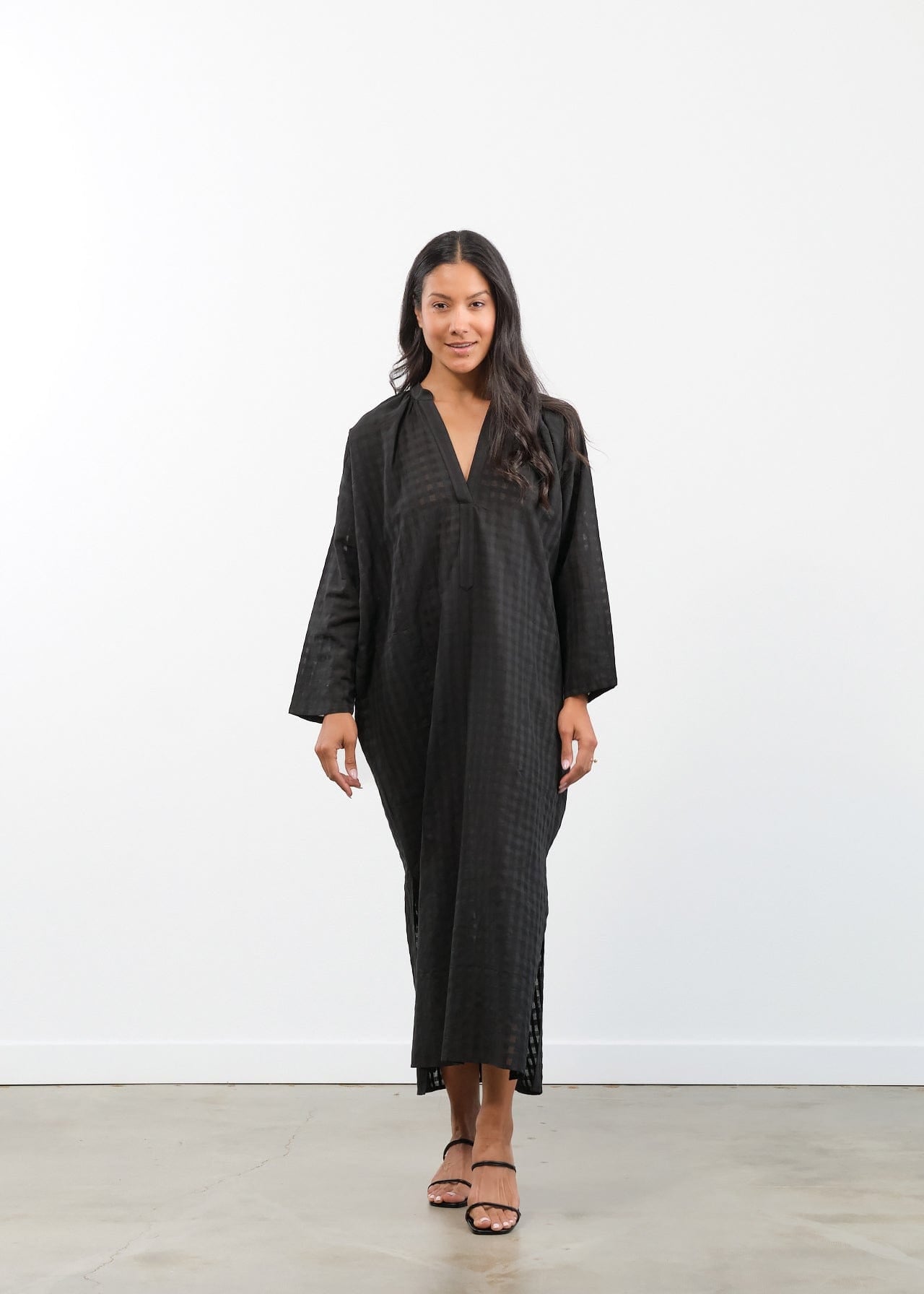 Two NY Apparel Womens Dresses Long Grid Caftan Black / One Size