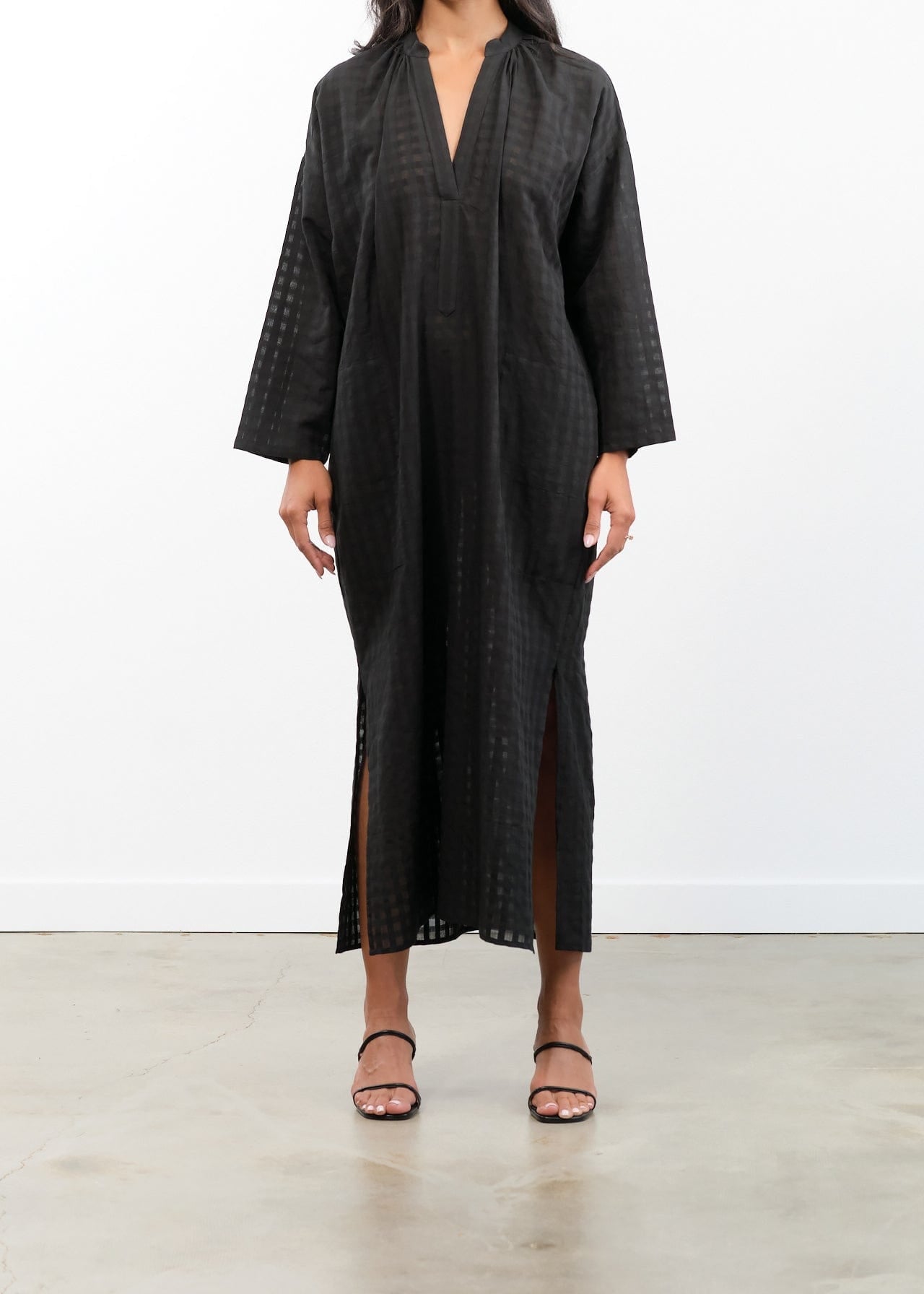 Two NY Apparel Womens Dresses Long Grid Caftan Black / One Size