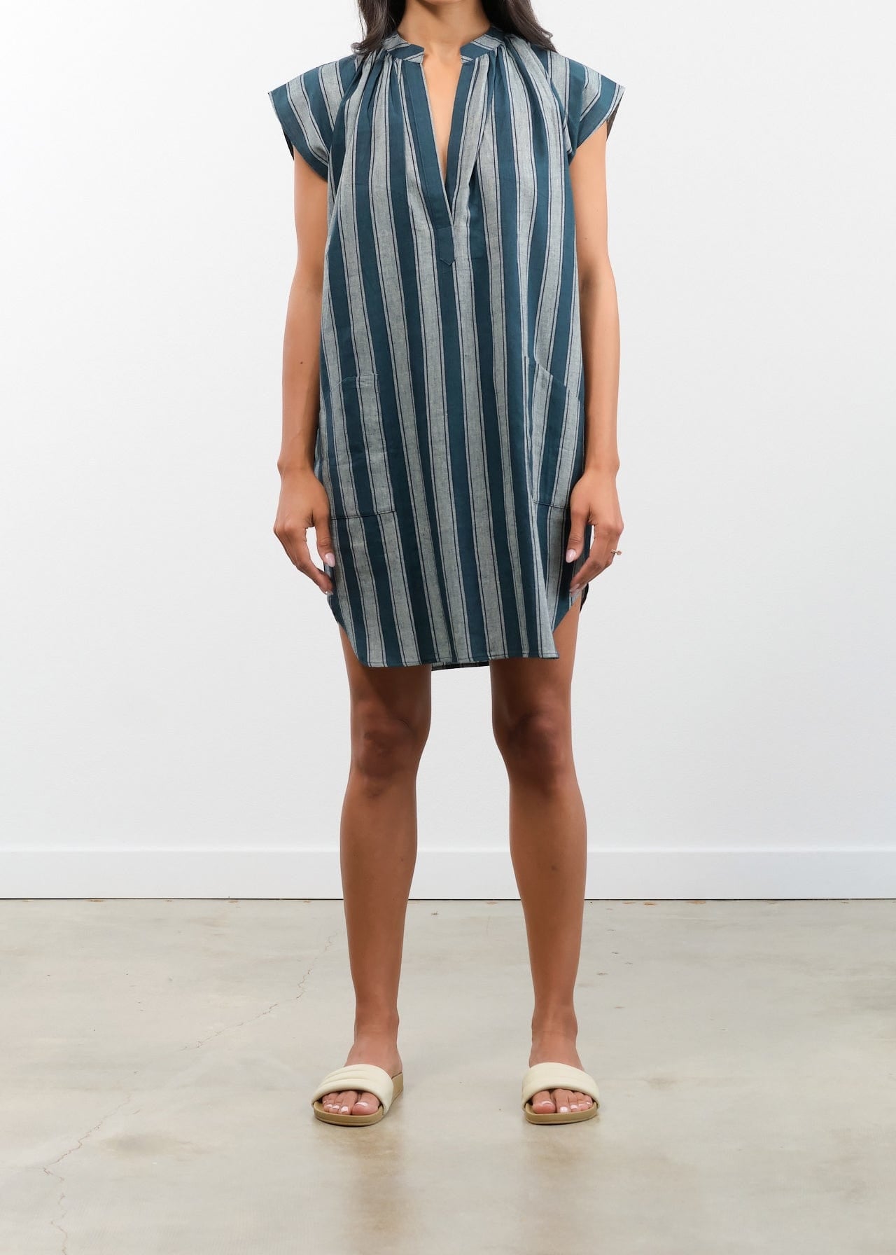 Two NY Apparel Womens Blouses Pocket Tunic Teal/Grey / One Size