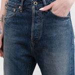 Chimala Apparel Womens Denim Used Ankle Cut 13.5 oz Selvedge Denim in Dark Vintage