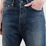 Chimala Apparel Womens Denim Used Ankle Cut 13.5 oz Selvedge Denim in Dark Vintage