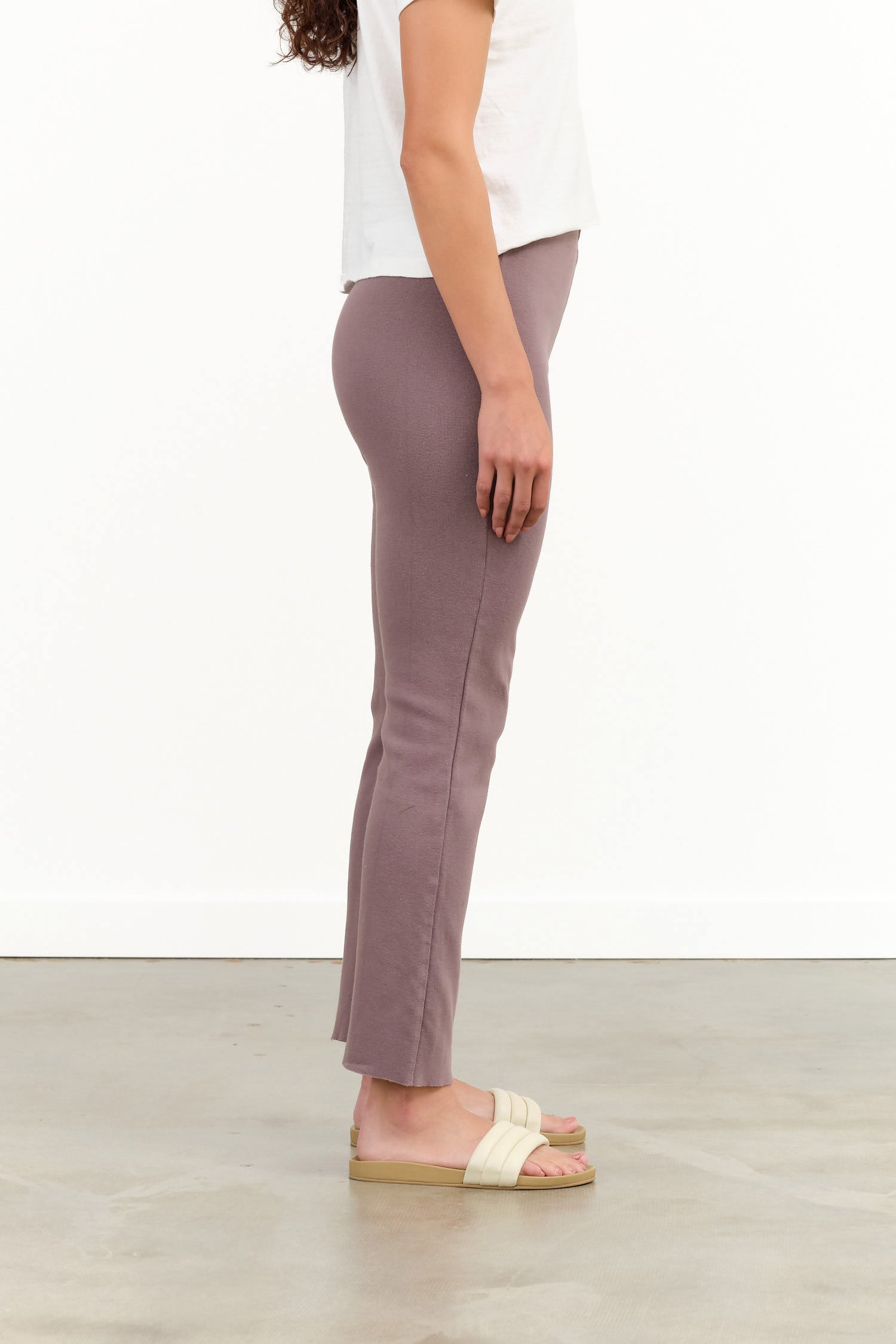 Wol Hide Designer Full Length Cotton Easy Legging in Mushroom Purple