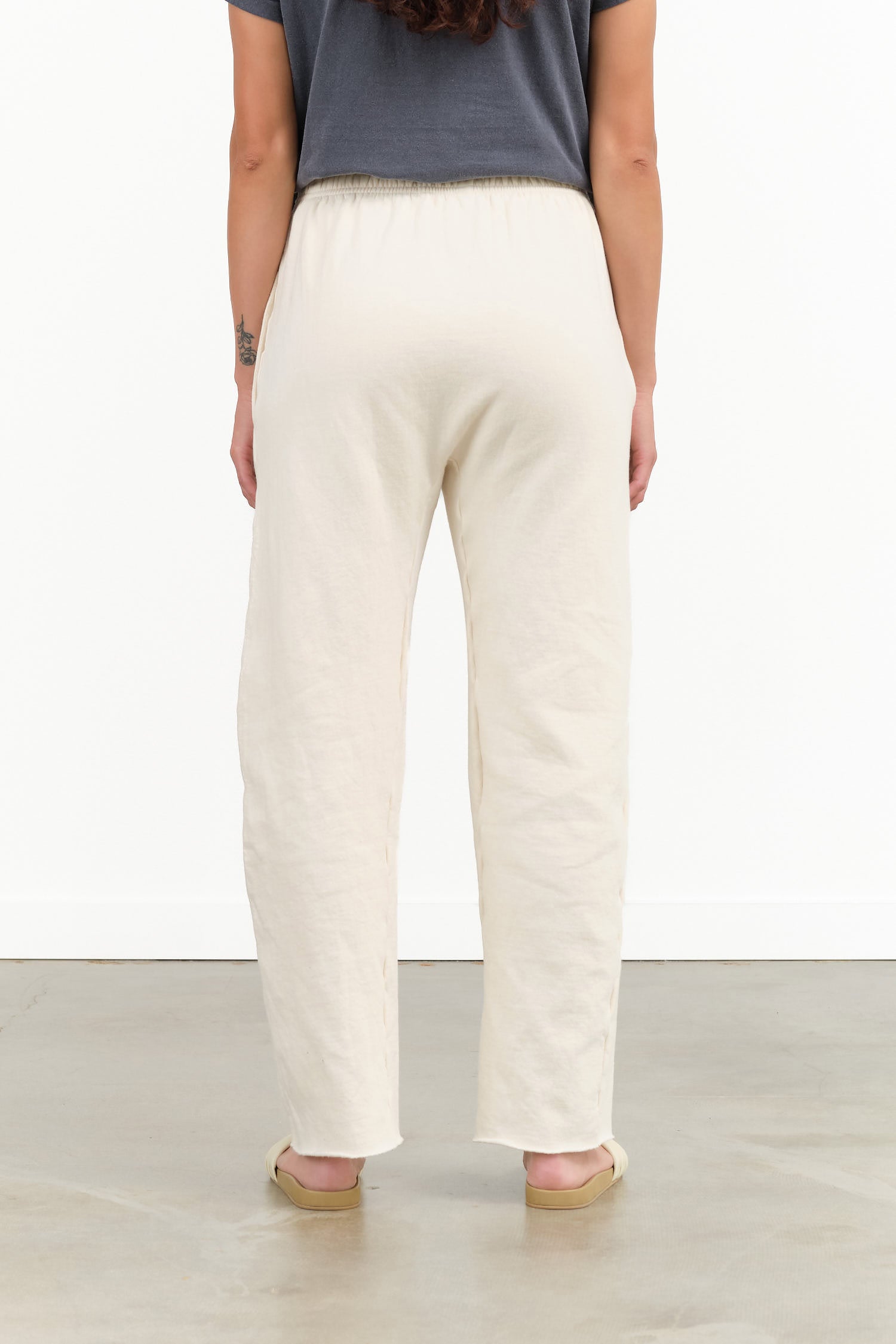 Warm Cottom Easy Sweat Pants in Natural White by Wol Hide Designer 