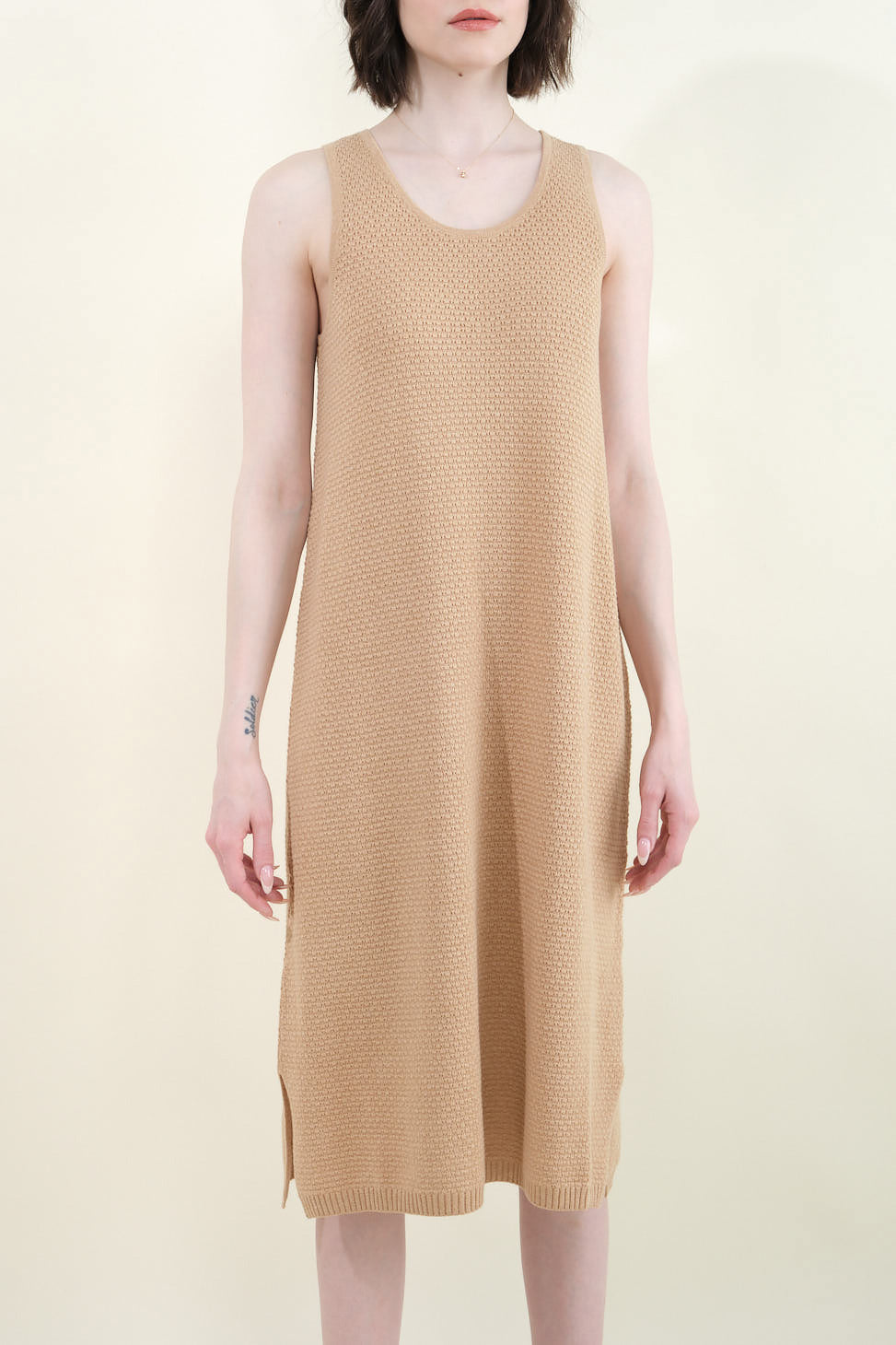 Front of Lace Tank Dress in Sand