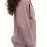 Wol Hide Designer Long Sleeve Popover Hoodie with Buttons in Mushroom Purple 